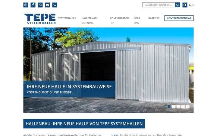 Posnetek zaslona tepe-systemhallen.de