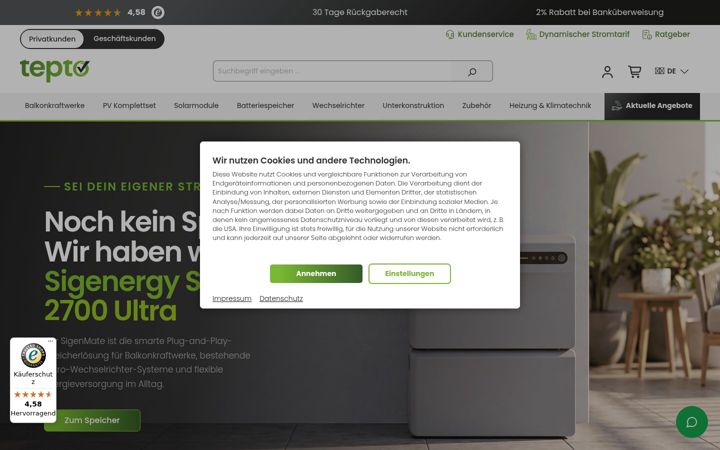 Screenshot of tepto.de