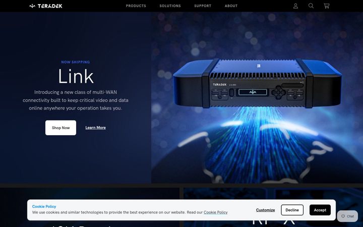 Screenshot of teradek.com