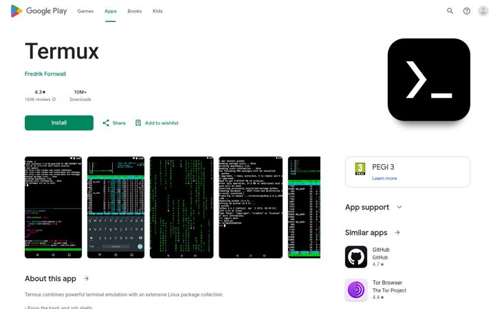 Screenshot of termux.com