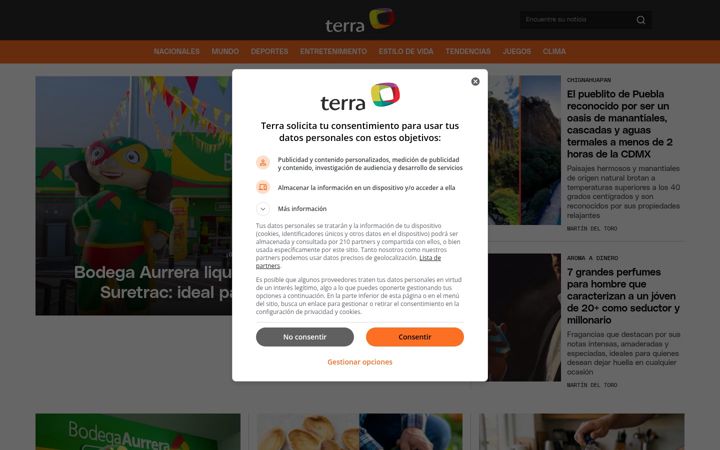Екранна снимка на terra.com