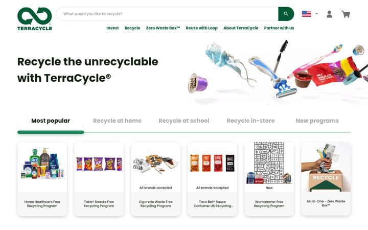 Capture d'écran de terracycle.com