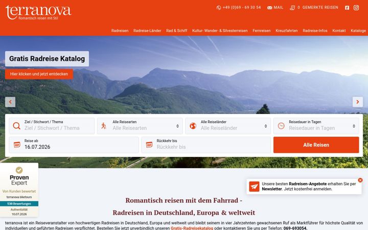 Screenshot of terranova-touristik.de