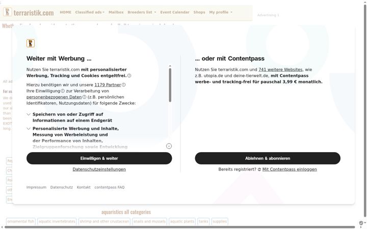 Screenshot of terraristik.com