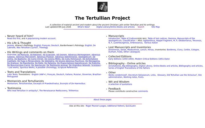 Screenshot of tertullian.org