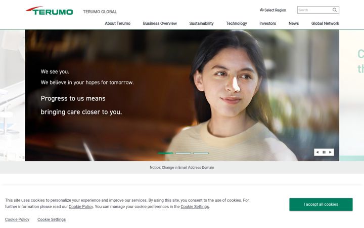 Screenshot of terumo.com