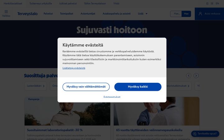Screenshot of terveystalo.com
