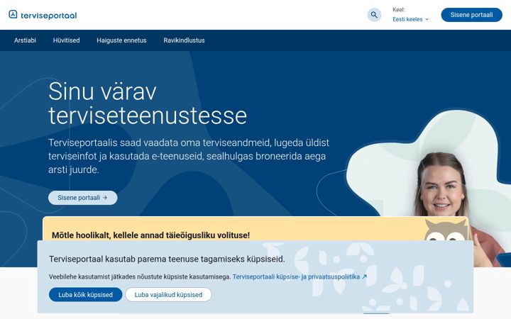 Screenshot of terviseportaal.ee