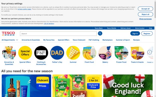 Screenshot of tesco.com