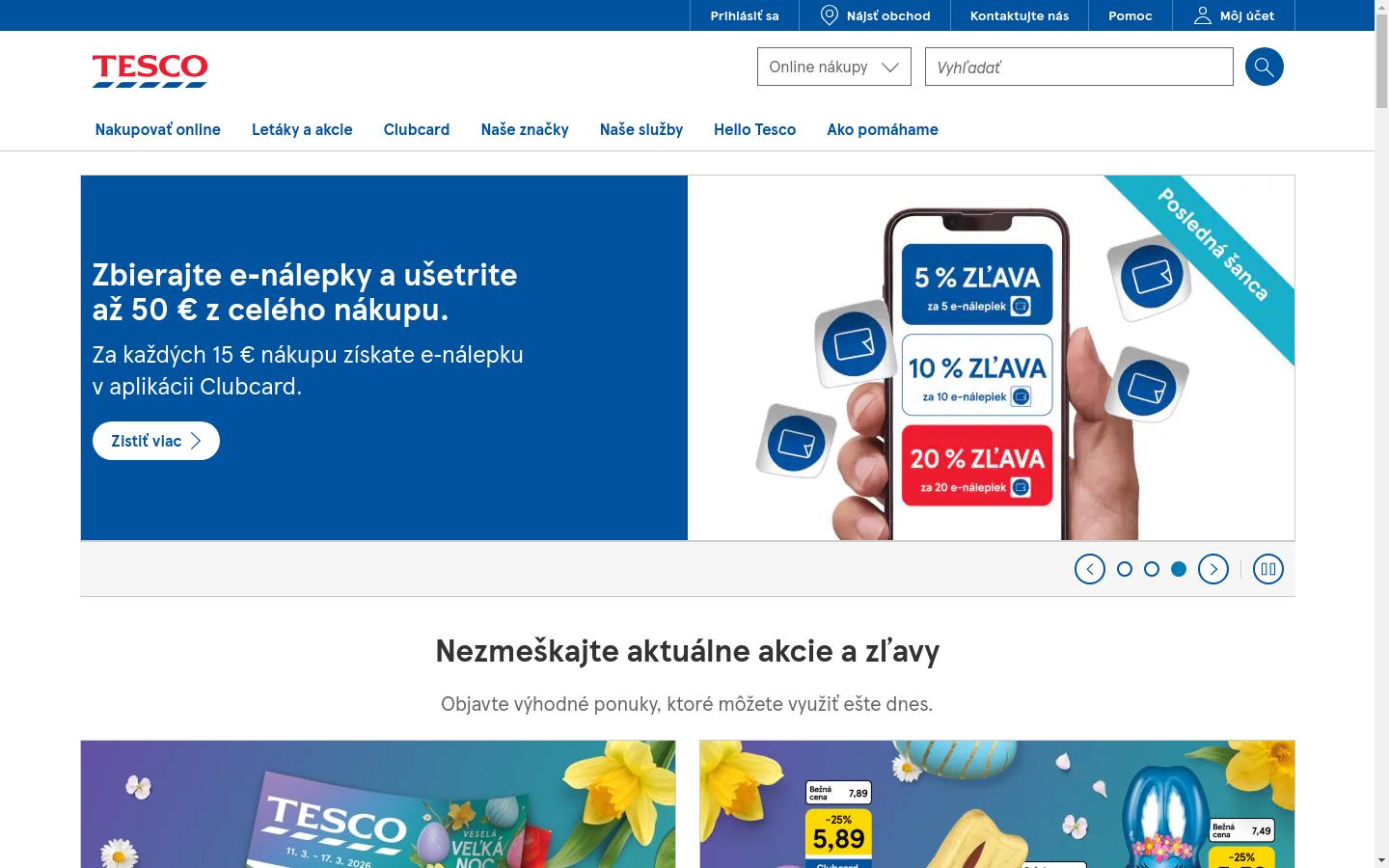 Screenshot of tesco.sk