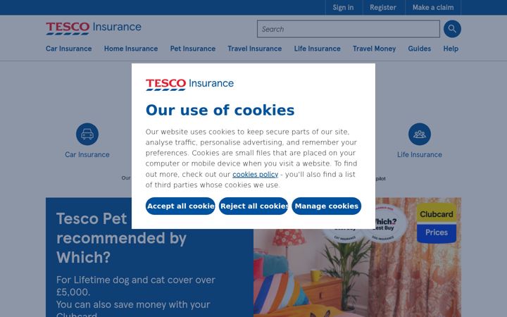 Capture d'écran de tescoinsurance.com