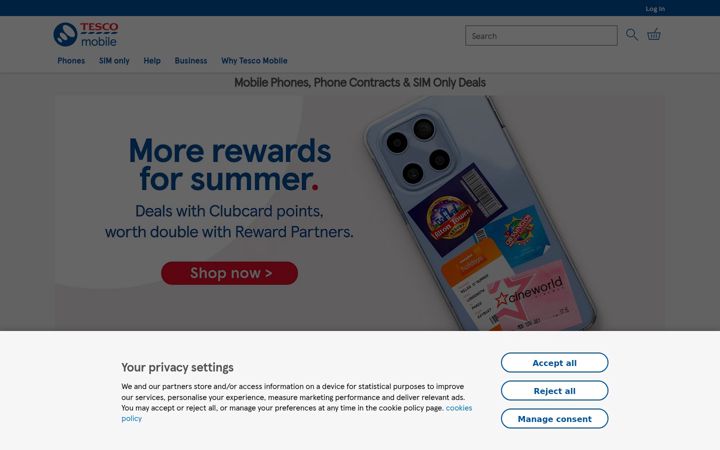 Zrzut ekranu tescomobile.com