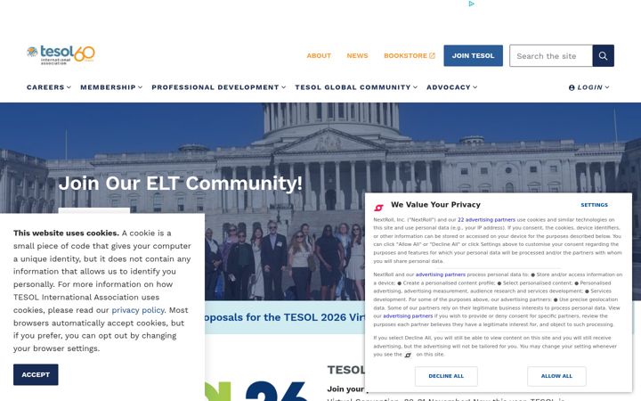 Screenshot of tesol.org