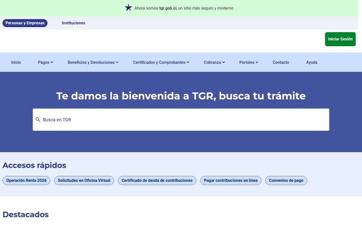 Screenshot of tesoreria.cl