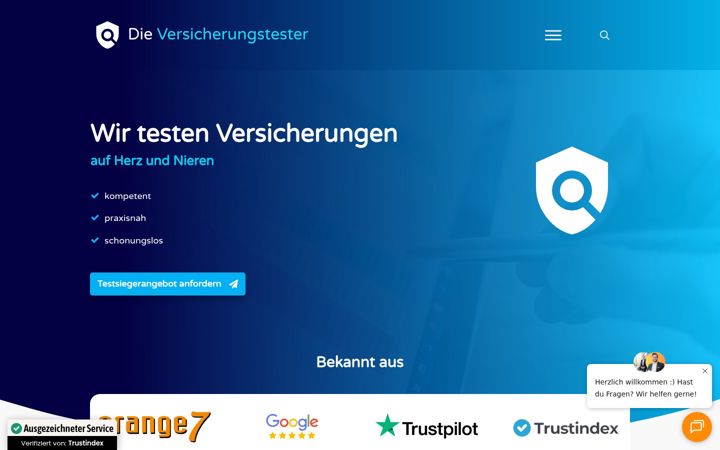 Snímek obrazovky testberichte-versicherungen.de