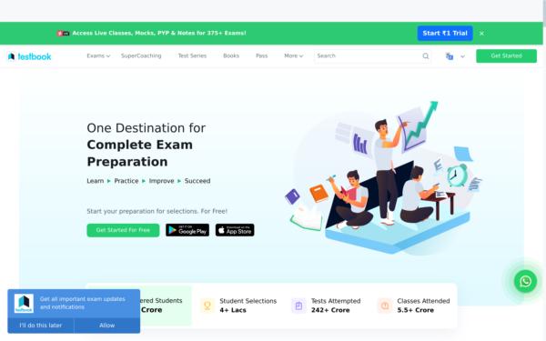 Screenshot of testbook.com