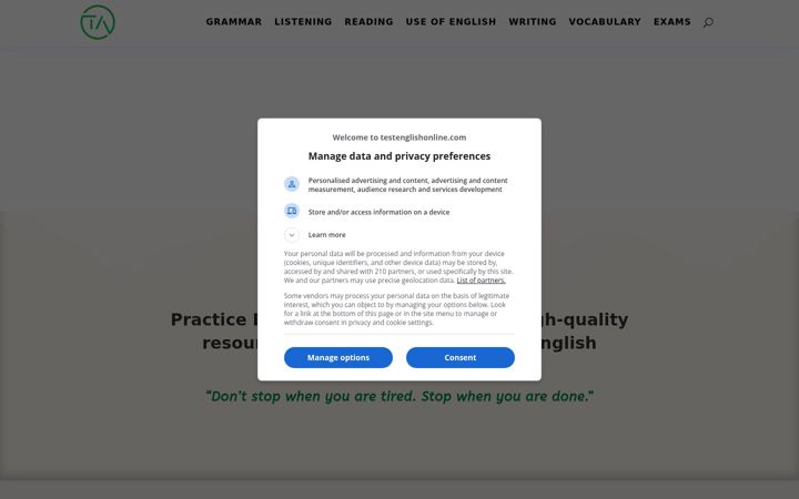 Capture d'écran de testenglishonline.com