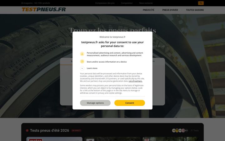 Screenshot of testpneus.fr