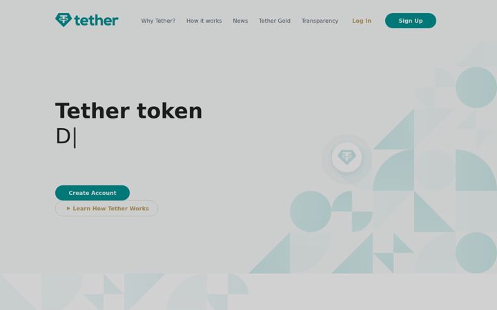 Screenshot von tether.to