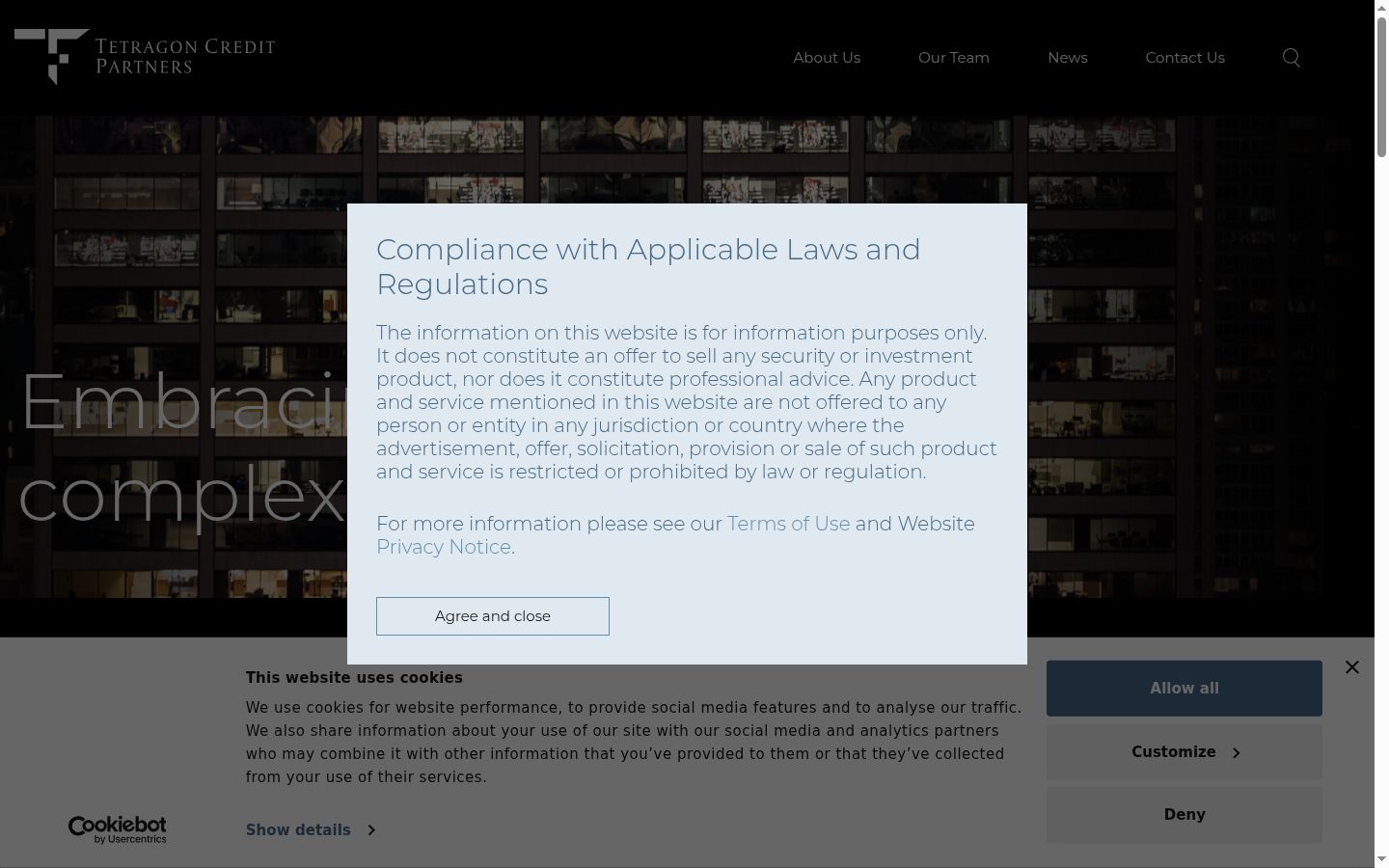 Screenshot des Einwilligungsbanners vor jeglicher Interaktion