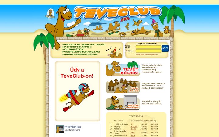 Skærmbillede af teveclub.hu