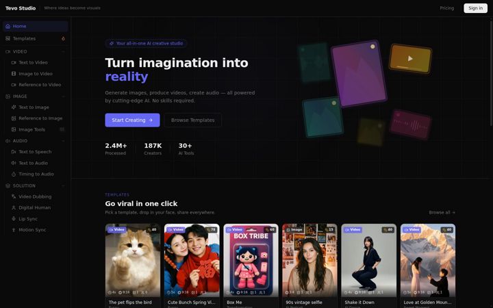 Screenshot of tevo.studio