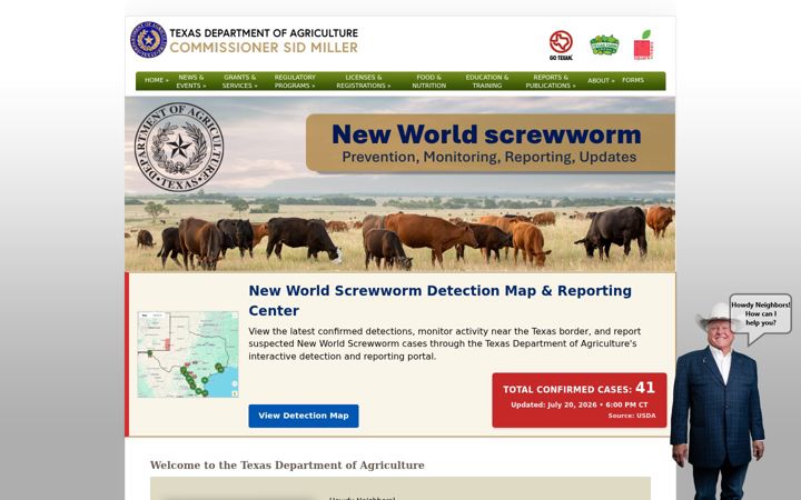 Screenshot of texasagriculture.gov