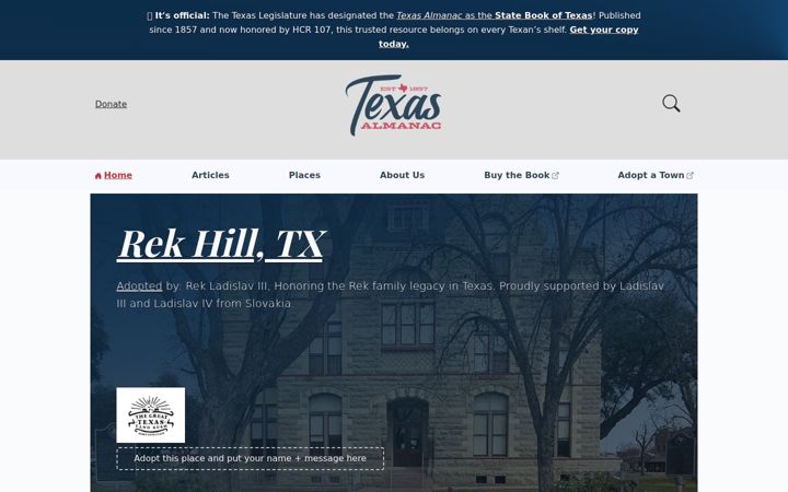 Screenshot of texasalmanac.com