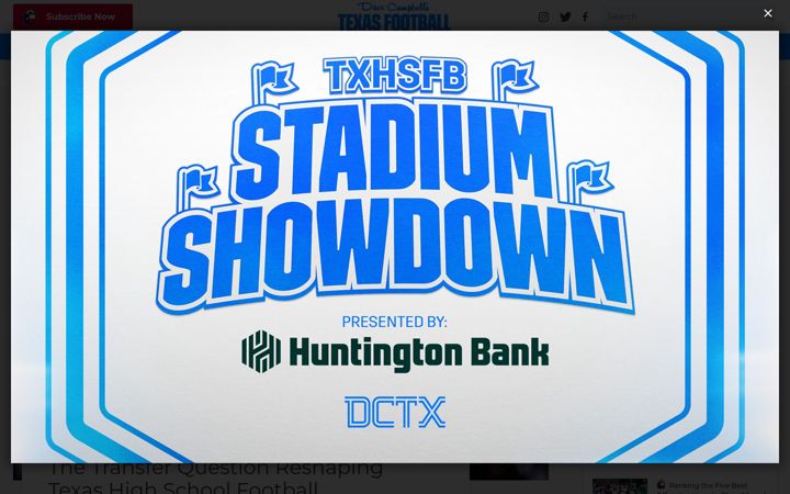 Kuvakaappaus sivustosta texasfootball.com