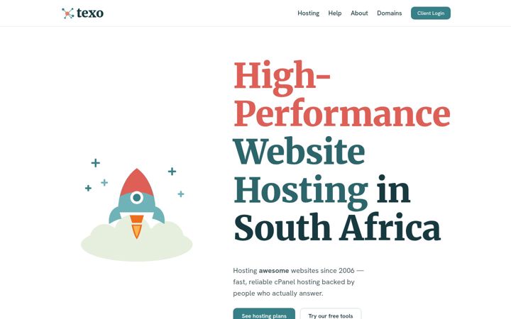 Screenshot von texo.co.za