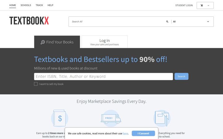 Screenshot of textbookx.com