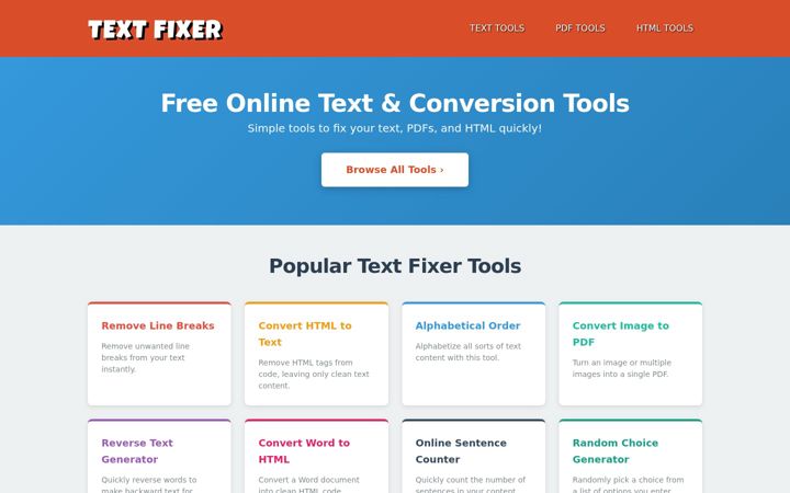 Screenshot of textfixer.com