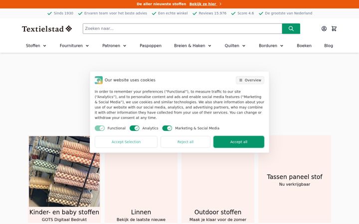 Screenshot von textielstad.nl