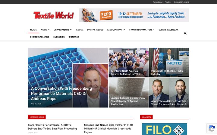 Screenshot of textileworld.com
