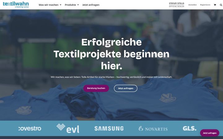 Screenshot of textilwahn.com