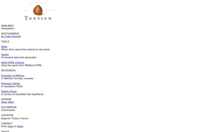 Screenshot of textism.com