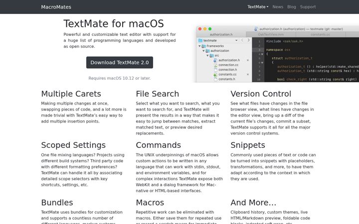 Screenshot of textmate.org