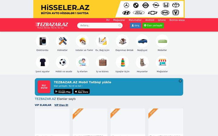 Screenshot of tezbazar.az