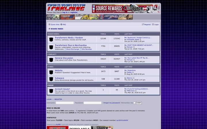 Screenshot of tfarchive.com
