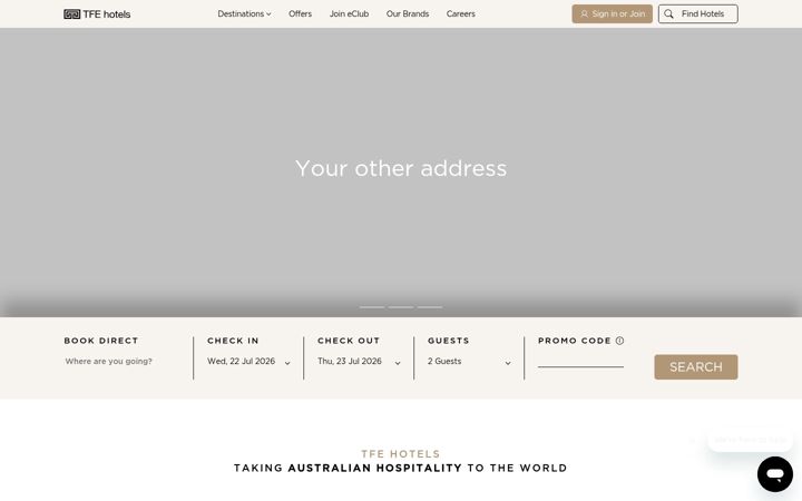 Screenshot of tfehotels.com
