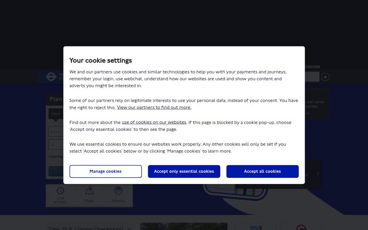 Screenshot of tfl.gov.uk