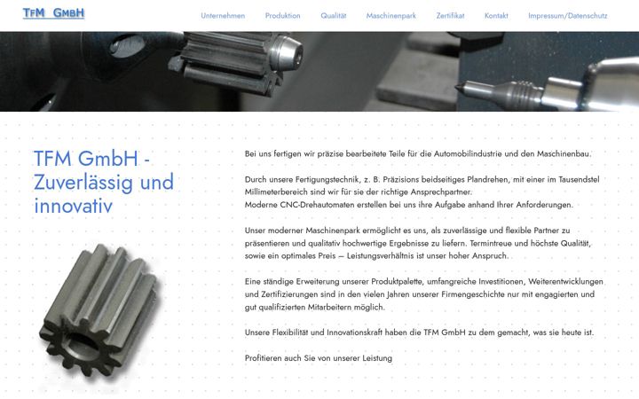 Ekraanipilt saidist tfm-gmbh-kg.de