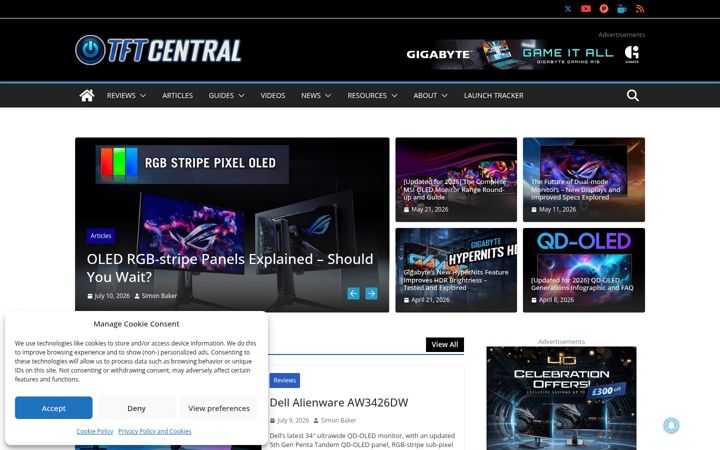 Screenshot of tftcentral.co.uk