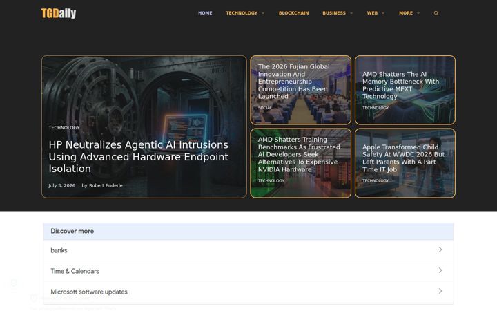 Screenshot of tgdaily.com