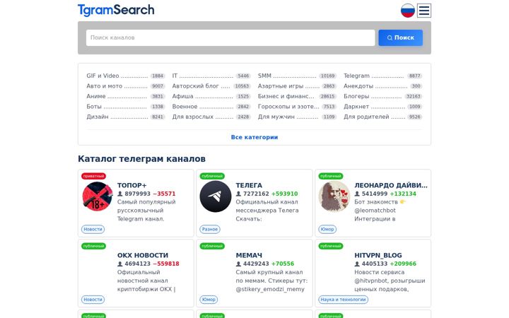 Screenshot van tgramsearch.com