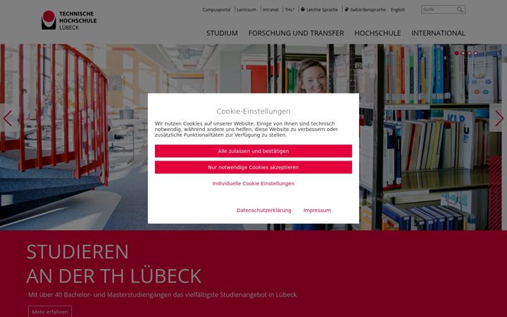 Screenshot of th-luebeck.de
