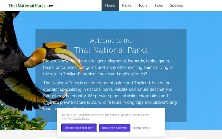 Screenshot of thainationalparks.com