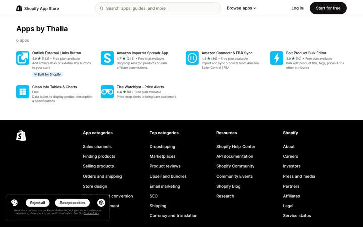 Screenshot of thalia-apps.com