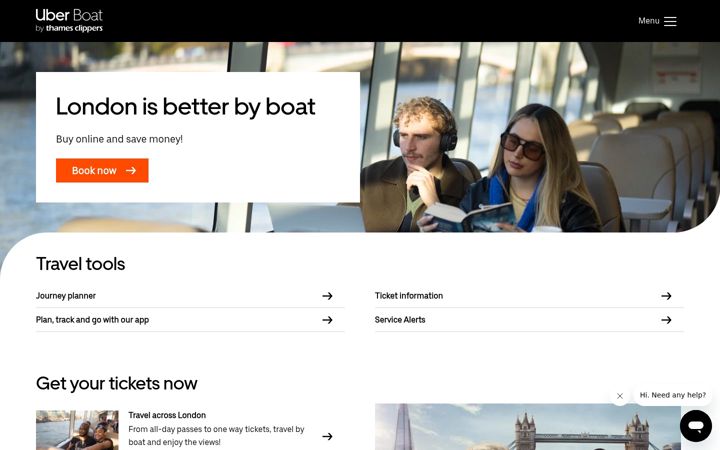 Screenshot of thamesclippers.com
