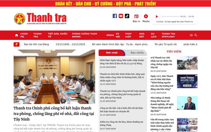 Screenshot of thanhtra.com.vn